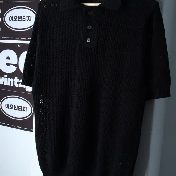 [BUNJANG] Intempomood Short-Sleeve Collar T-Shirt Knit (Black) / (M-XL) 인템포무드 반팔 카라 티셔츠 니트 무지 블랙-H36855