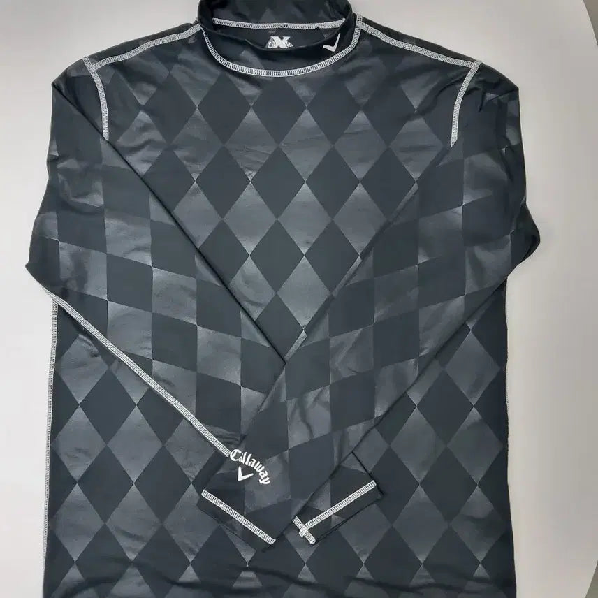 [BUNJANG] Callaway Golf Wear Black Diamond Pattern Half-Neck T-Shirt / 캘러웨이 골프웨어  티셔츠 3L