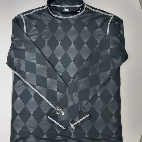 [BUNJANG] Callaway Golf Wear Black Diamond Pattern Half-Neck T-Shirt / 캘러웨이 골프웨어  티셔츠 3L