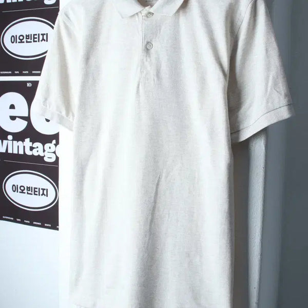 [BUNJANG] Giordano Plain Ivory Collar T-Shirt / (M-L) 지오다노 반팔 카라 티셔츠 무지 아이보리 놈코어-H36858