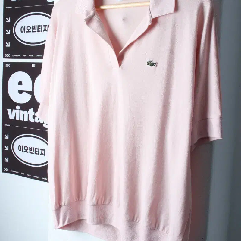 [BUNJANG] Lacoste Short Sleeve V-Neck Polo T-Shirt Light Pink / W(L-XL) 라코스테 반팔 카라 티셔츠 브이넥 연핑크-H36863