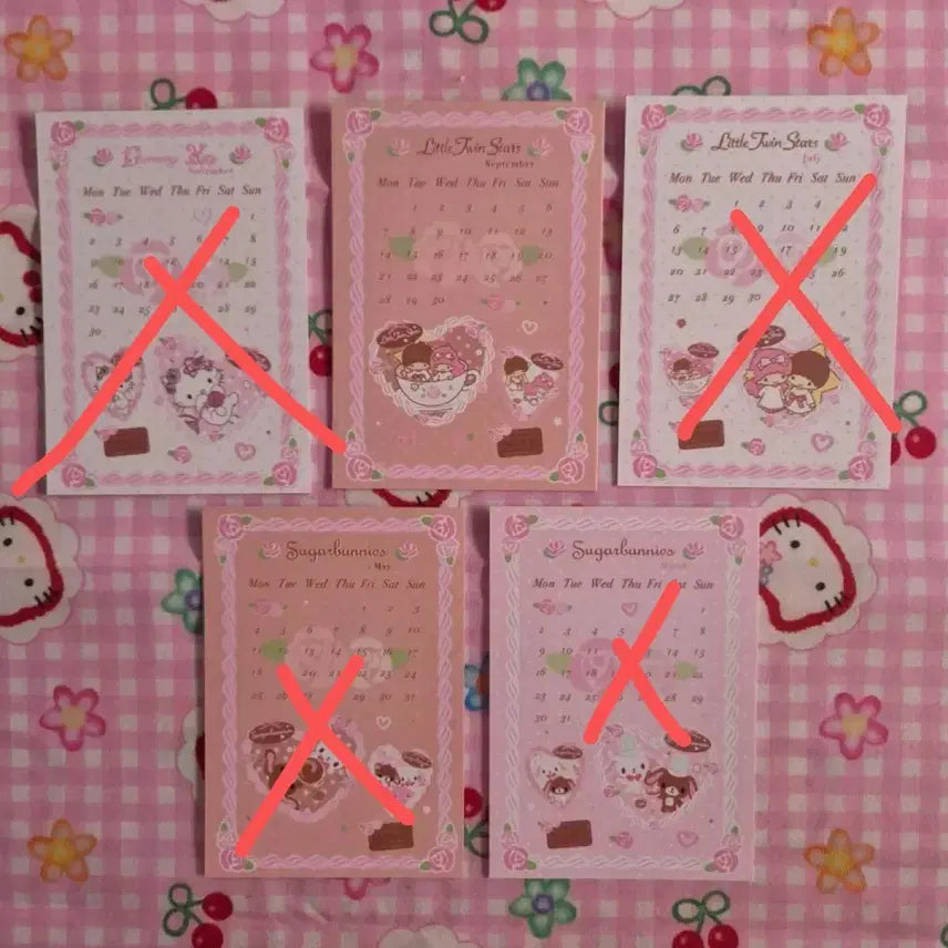 [BUNJANG] Sanrio Chami Kitty, Sugarbunnies, Kiki Lala Calendar Insert Postcard Set / 초코 산리오 챠미키티 슈가바니즈 키키라라 캘린더 속지 엽서 M5