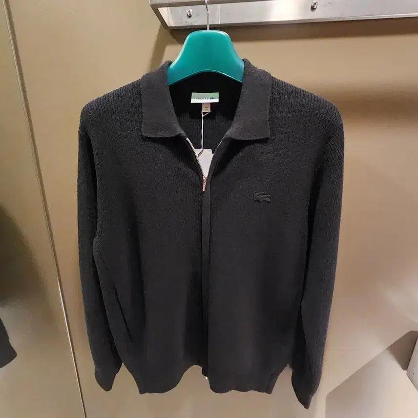 [BUNJANG] Lacoste Men's Ribbed Collar Zip-Up Cardigan / (새상품) 라코스테 남성 립조직 카라 집업 가디건