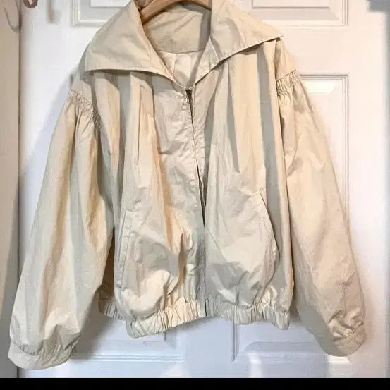 [BUNJANG] Cream Ivory Bomber Jacket / 크림 아이보리 봄버자켓