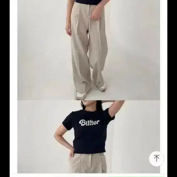 [BUNJANG] Butter Short Sleeve Knit Navy Women's / 버터 반팔 니트 네이비 여성