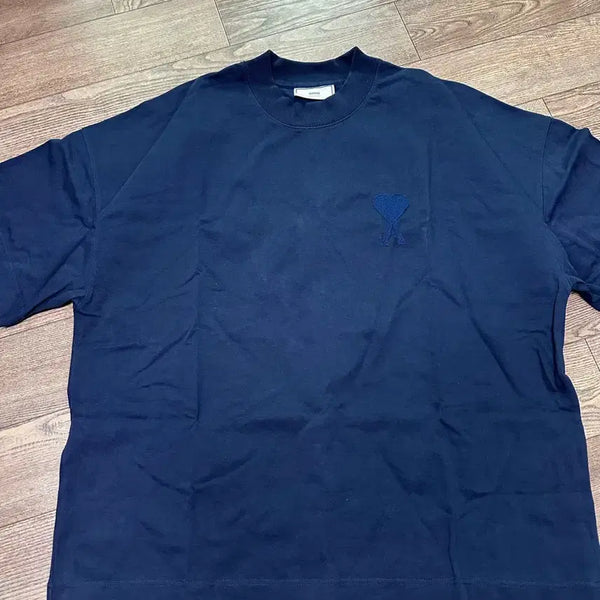 [BUNJANG] AMI Ami Logo Embroidered Navy Long Sleeve T-Shirt / AMI 아미 로고 자수 네이비 긴팔 티셔츠 (100-105)