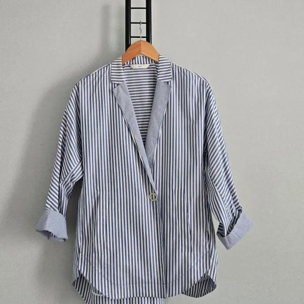 [BUNJANG] DEWL Stripe Shirt Jacket / 듀엘  스트라이프 셔츠 쟈켓