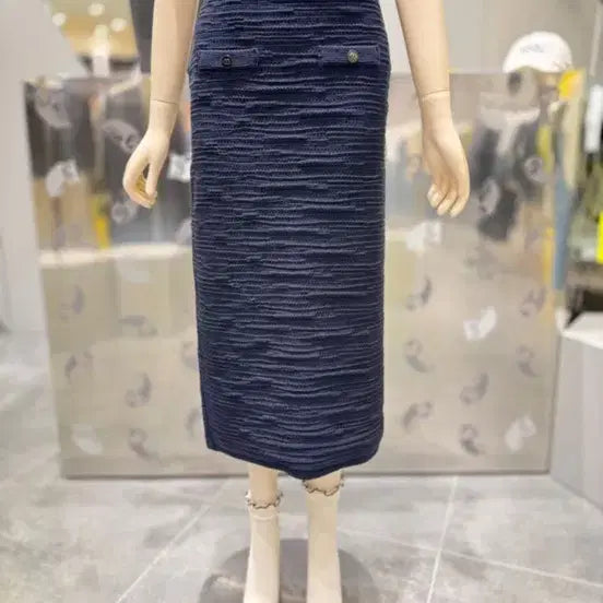 [BUNJANG] Lucky Chouette Navy Knit Long Skirt / 럭키슈에뜨 니트 롱 스커트