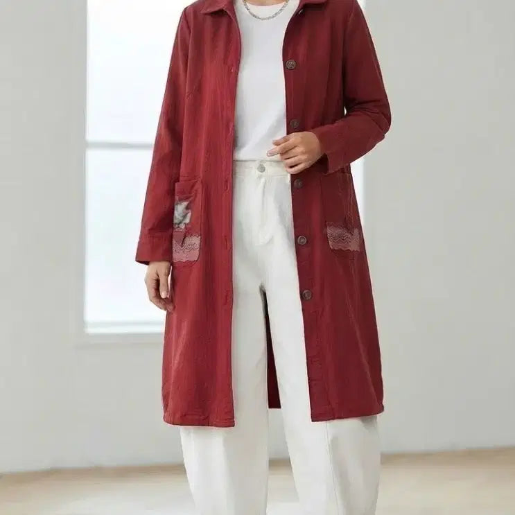 [BUNJANG] Micheli Lace Corsage Long Coat / * 미쉘리 레이스 코사지 롱 코트     ( 새 상 품 )*