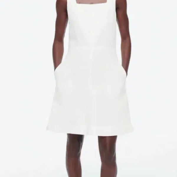 [BUNJANG] COS White Square Neck Mini Pinafore Dress / COS 화이트 스퀘어넥 미니 피나포어 원피스