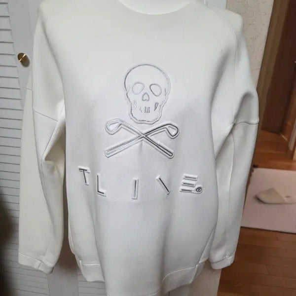 [BUNJANG] Mark &ロナ Skull Logo Sweatshirt White L / 마크앤로나 스컬 로고 화이트 맨투맨 L(100) 정품