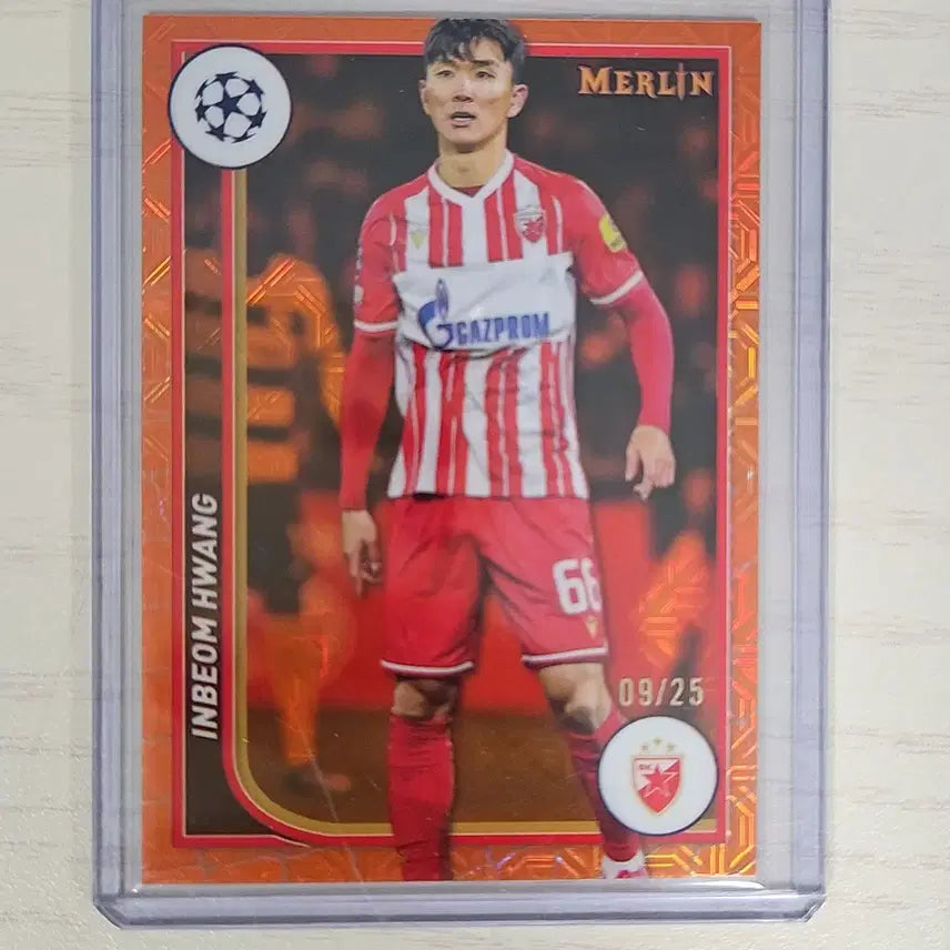 [BUNJANG] 23-24 Topps Merlin UCC Zvezda Hwang In-beom Orange Mojo 1/25 Card / 23-24 탑스 멀린 UCC 즈베즈다 황인범 오렌지 모조 25한정 카드