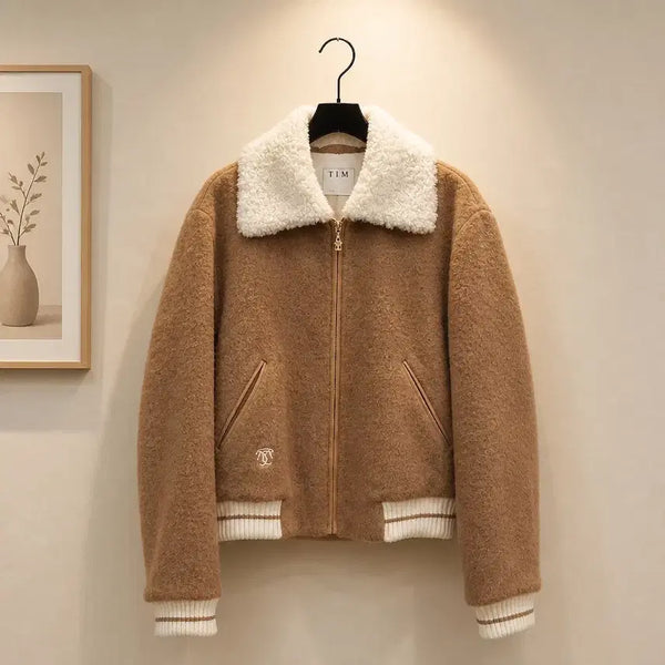 [BUNJANG] TIME by HANDSOME 2022 Alpaca Wool Boucle Collar Short Jacket / 한섬 TIME 타임 2022 알파카 울 부클 카라 숏 자켓  82-94-160