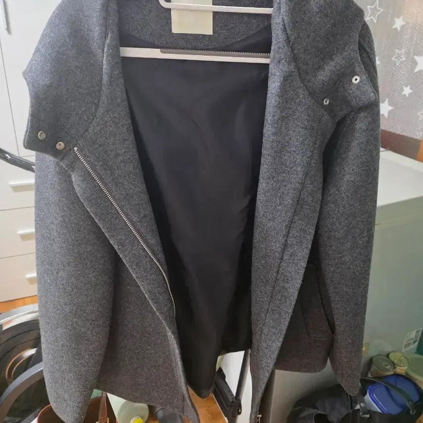 [BUNJANG] Wool Hooded Jacket - Grey / 모직 후드 자켓 그레이