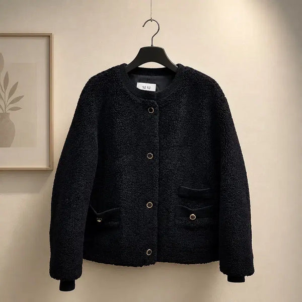 [BUNJANG] SJSJ 2022 Boucle Wool Blend Round Neck Jacket / 한섬 SJSJ 2022 부클 울 혼방 라운드넥 자켓 82-94-160사이즈