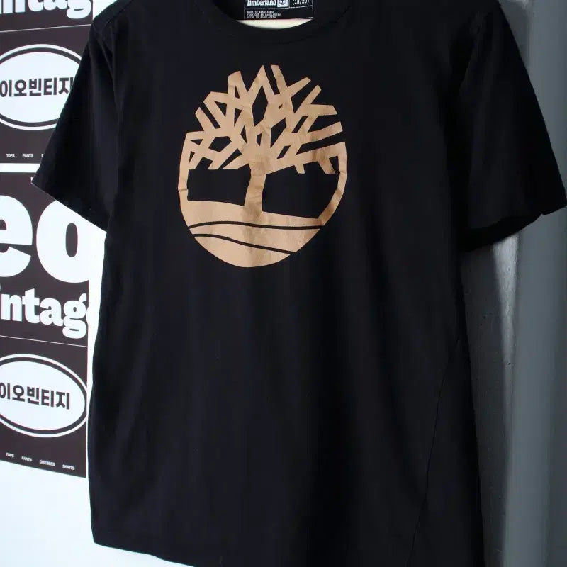 [BUNJANG] Timberland Big Logo Short Sleeve T-Shirt Black / W(S) 팀버랜드 반팔 티셔츠 빅로고 블랙 아메카지-H36809