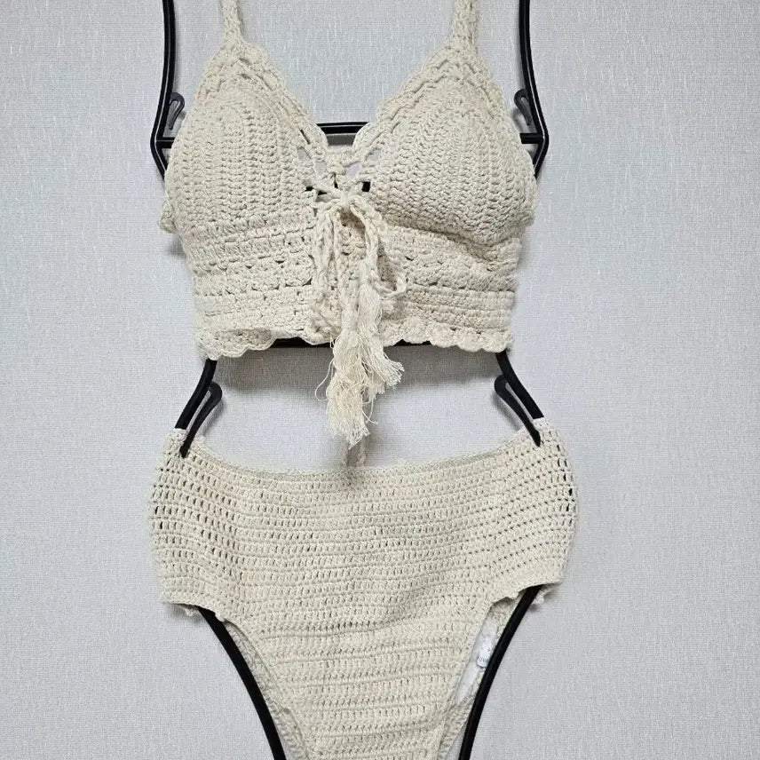 [BUNJANG] Crochet Bikini Beige M / 크로셰 비키니 베이지 M 새상붐