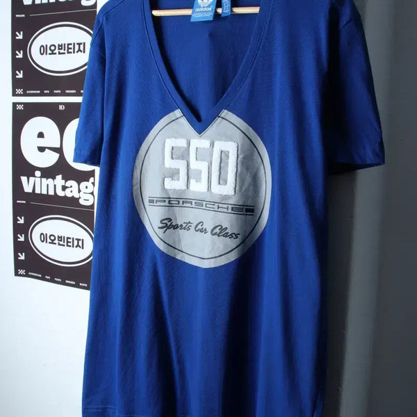 [BUNJANG] Adidas Porsche Collaboration V-Neck Short Sleeve T-Shirt / (XL-2XL) 아디다스 반팔 티셔츠 포르쉐 협업 브이넥-H36822