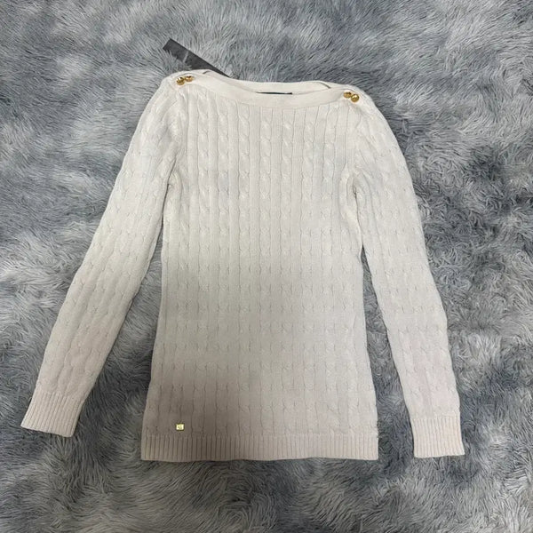 [BUNJANG] Ralph Lauren Gold Button Knit Sweater (M) / 랄프로렌 금장 니트 M사이즈