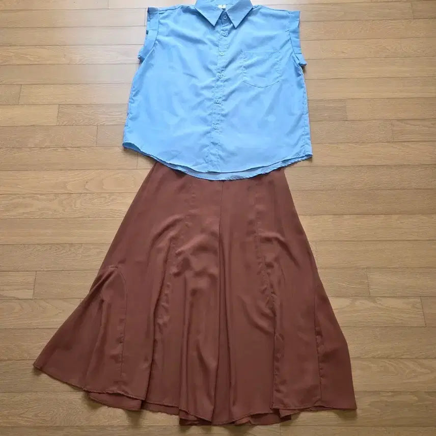 [BUNJANG] Shirt and Skirt Shorts Set / 남방 치마바지 세트