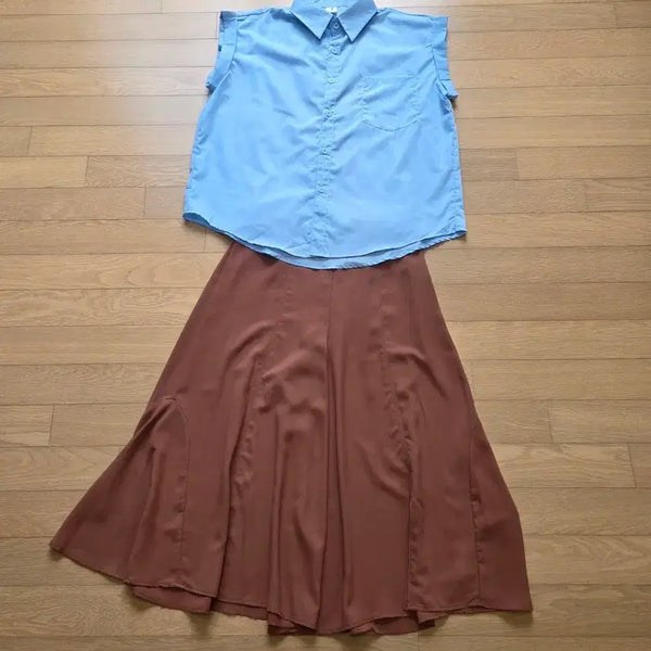 [BUNJANG] Shirt and Skirt Shorts Set / 남방 치마바지 세트