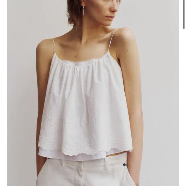[BUNJANG] Kinder Salmon Lace Top White Blouse / 킨더살몬 Lace Top White 레이스 블라우스