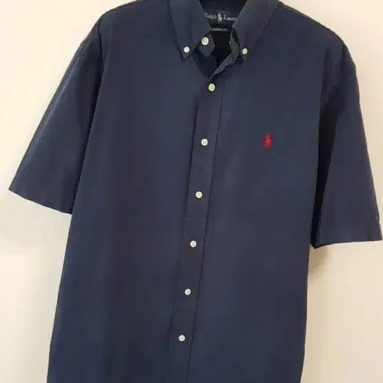 [BUNJANG] Polo Ralph Lauren Solid Short Sleeve Shirt Navy / 폴로 랄프로렌 솔리드 반팔 셔츠 네이비 100추천