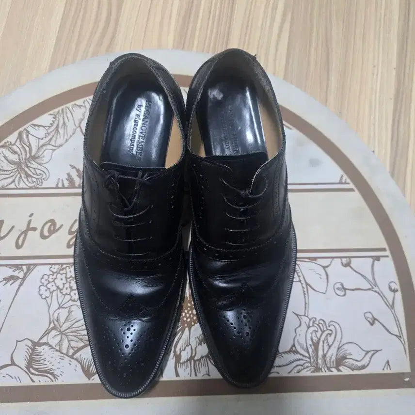 [BUNJANG] Elkan November Wingtip Oxfords Black Leather / 엘간노벰버 윙팁 구두 블랙