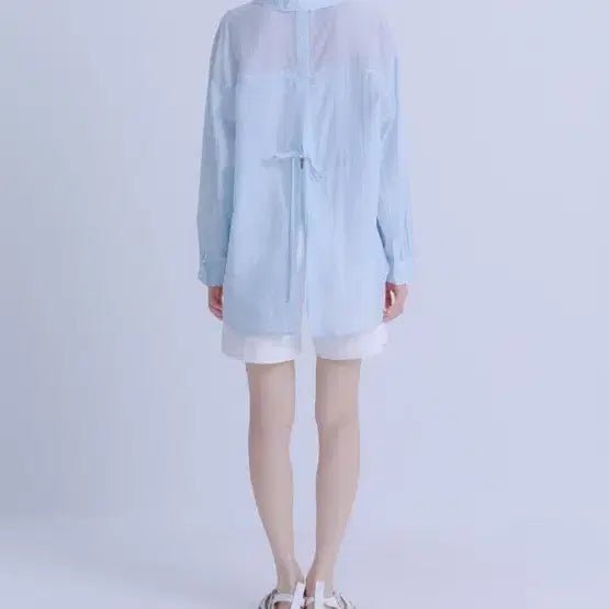 [BUNJANG] Roem Ribbon Detail Sheer Basic Shirt / [로엠] 등 리본 포인트 베이직 시스루 셔츠 6만원