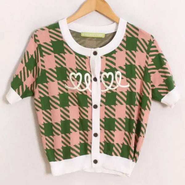 [BUNJANG] OIOI Knit Crop Short Sleeve T-Shirt M (55-66) / (정품)OIOI 니트 크롭 반팔티 55~66