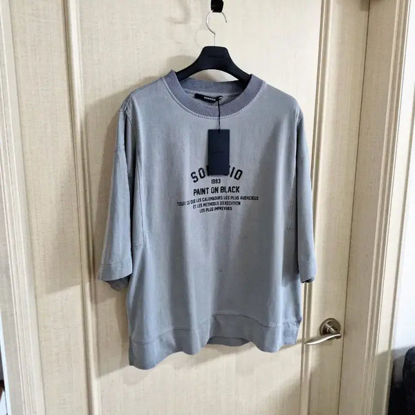 [BUNJANG] Songzio Collection Paint On Black Dolman Oversized T-Shirt Size 48 / 송지오 컬렉션 페인트 온 블랙 돌먼 오버핏 티셔츠 48