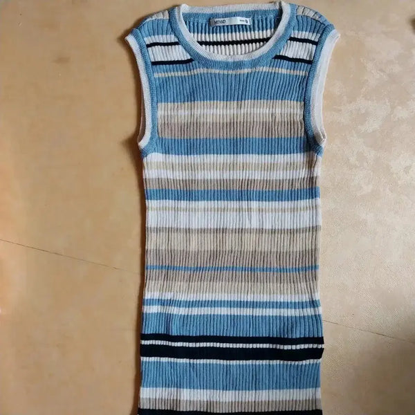 [BUNJANG] Stripe Knit Sleeveless Top / 스트라이프 니트 민소매