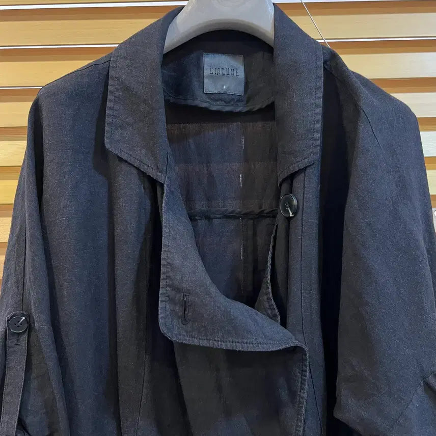 [BUNJANG] CM CUBE Women's Black Linen Safari Jacket / 씨엠큐브 CMCUBE 여성 블랙 린넨자켓 사파리자켓