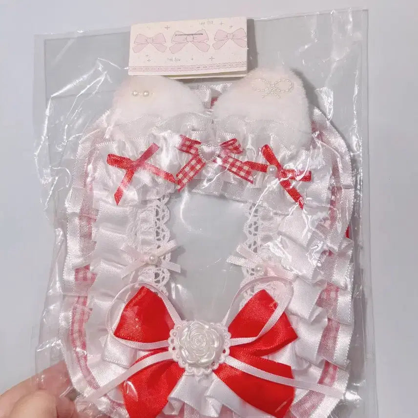 [BUNJANG] White & Red Lace Handmade Photocard Holder / 화이트&레드 레이스 탑꾸 탑로더 꾸미기 핸드메이드 포카홀더
