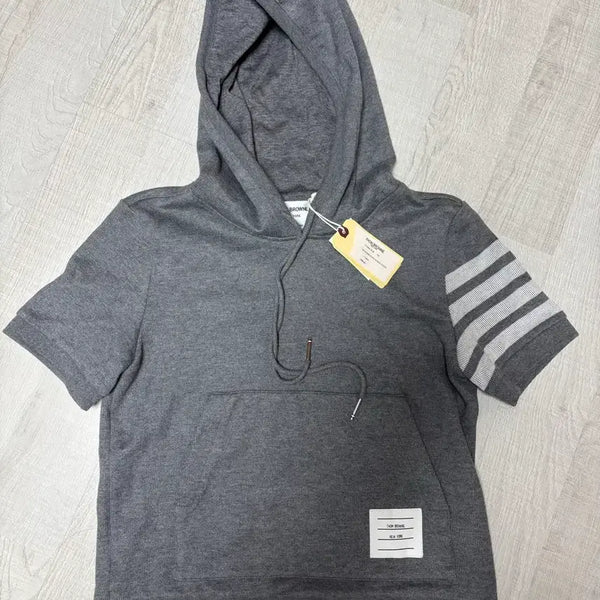 [BUNJANG] Thom Browne Women's 4-Bar Short-Sleeve Knit Hoodie - Size 38 (XS) / 톰브라운 여성 4-Bar 반팔 후드 니트 / 38  xs