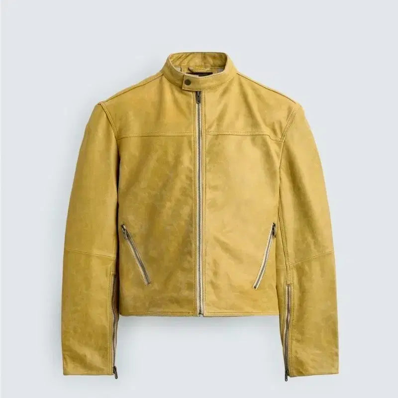 [BUNJANG] ZARA Washed Lambskin Leather Crop Jacket S / 자라 워싱 램스킨 리얼 레더 크롭 자켓 S
