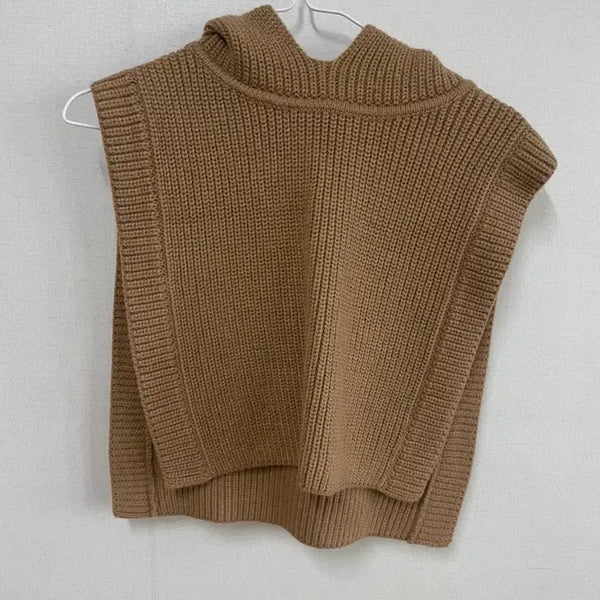 [BUNJANG] Zara Hooded Neck Warmer Vest Sleeveless / 자라 후드 넥워머 베스트 민소매 조끼 카멜