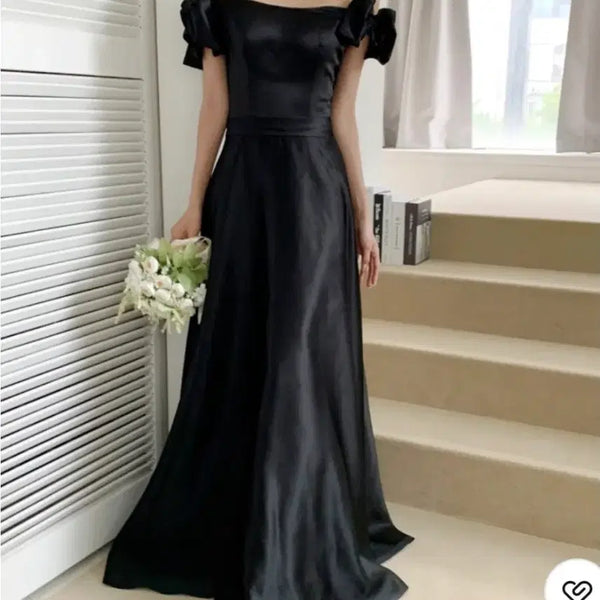 [BUNJANG] Mobrandy Black Off-Shoulder Ribbon Dress (M) / 모반디 블랙 오프숄더 리본 드레스 M