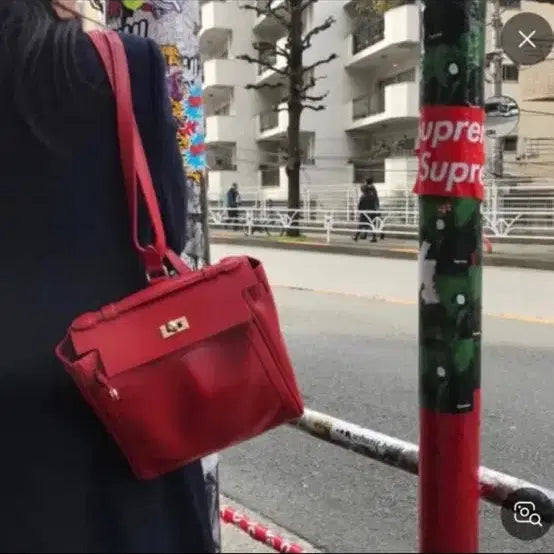 [BUNJANG] Pepper Yoon Yoon My P Red Leather Backpack / 페퍼윤윤 my p 레드 가죽백팩
