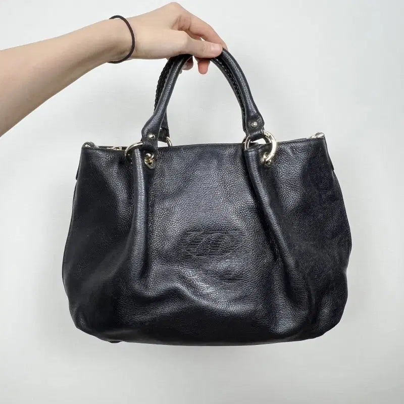 [BUNJANG] Louis Quatorze Black Leather Tote Bag / 루이까또즈/블랙 가죽 가방 토트백 여성/라덴