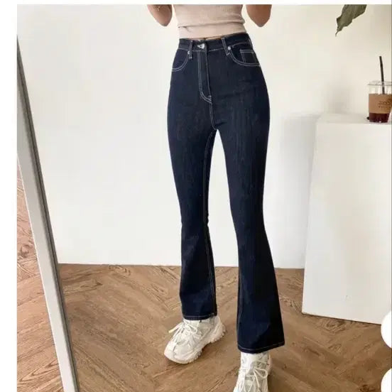 [BUNJANG] Raw Denim Slim Bootcut Jeans / (실착사진있음) 생지 슬림 부츠컷