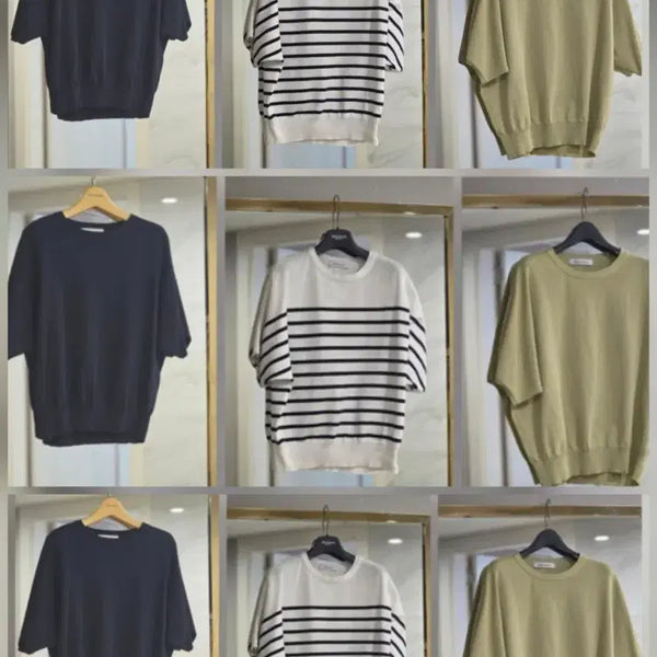 [BUNJANG] Morgan Striped Knit Short Sleeve T-Shirts 3-Pack / 모르간 MORGAN 단가라 니트 반팔 3종(55) * 66까지가능