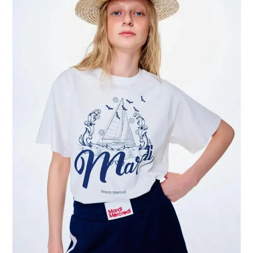 [BUNJANG] Mardi Mercredi Oversized Short Sleeve Cotton T-Shirt / 마르디 메크르디 오버핏 반소매 면티