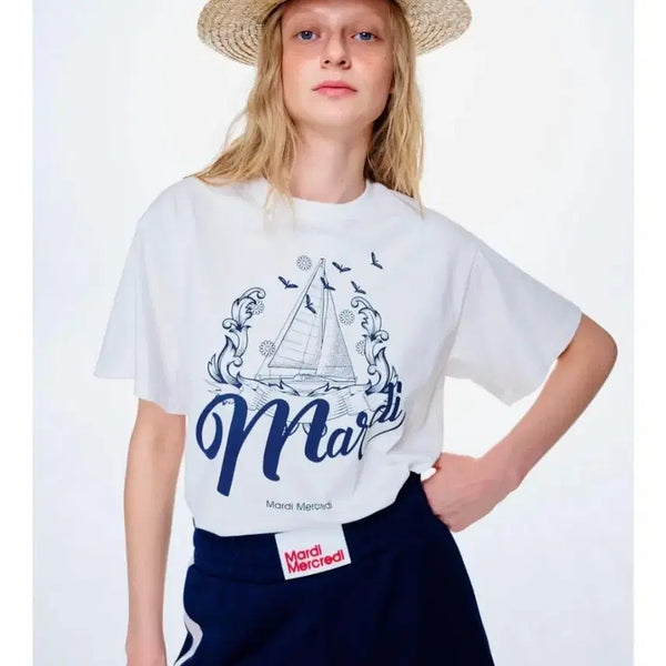 [BUNJANG] Mardi Mercredi Oversized Short Sleeve Cotton T-Shirt / 마르디 메크르디 오버핏 반소매 면티