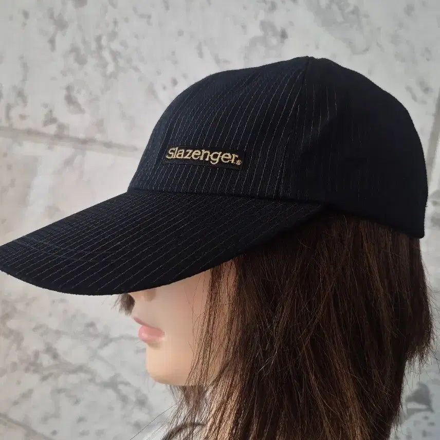 [BUNJANG] Slazenger Black Striped Pattern Ball Cap / 슬레진저 캡 모자 블랙 구매후 미착용