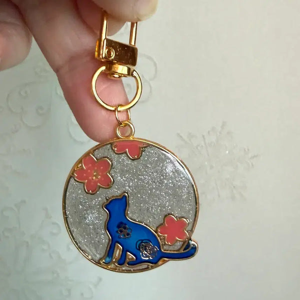 [BUNJANG] Handmade Cat Cherry Blossom Charm / 핸드메이드 고양이 벛꽃 키링