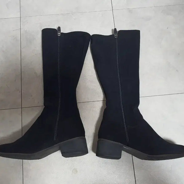 [BUNJANG] Suede Long Boots Black 225mm / 스웨이드 롱부츠 블랙 225mm