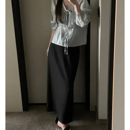 [BUNJANG] Mariround Classic Chacha Skirt Short Version Black / [새상품] 메리어라운드 클래식 차차 블랙 롱스커트 숏버전 m