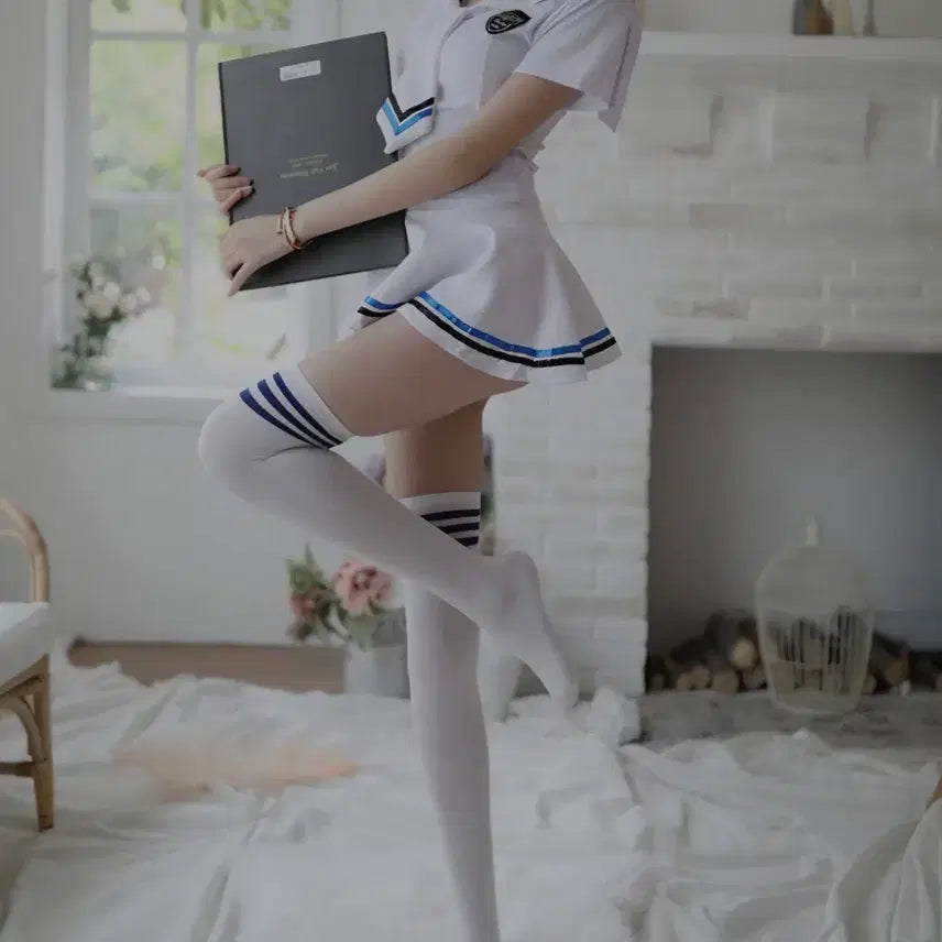 [BUNJANG] Women's Sailor Uniform Cosplay Costume / 여성 세일러복 코스프레 의상 화이트 블루 교복 이벤트복