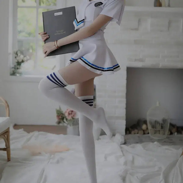 [BUNJANG] Women's Sailor Uniform Cosplay Costume / 여성 세일러복 코스프레 의상 화이트 블루 교복 이벤트복